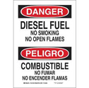 Bilingual DANGER Diesel Fuel No Smoking No Open Flames Sign sku:124013