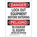 Bilingual DANGER Lock Out Electrical Switches Before Entering Sign