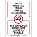 Bilingual This Is A Smoke- Free Facility Thank You For Not Smoking Sign