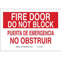 Bilingual Fire Door Do Not Block Sign sku:124175