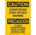 Bilingual CAUTION Conveyor May Start Without Warning Sign sku:125361