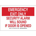 EMERGENCY EXIT ONLY Security Alarm Will Sound If Door Is Opened Sign sku:127167