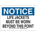 NOTICE Life Jackets Must Be Worn Beyond This Point Sign sku:128886