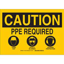 CAUTION PPE Required Hard Hat Safety Glasses Hearing Protection Sign sku:131967
