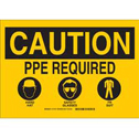 CAUTION PPE Required Hard Hat Safety Glasses Fr Suit Sign sku:131971