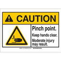 CAUTION Pinch Point. Keep Hands Clear Sign sku:143912