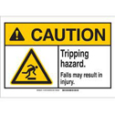 CAUTION Tripping Hazard. Falls May Result In Injury. Sign