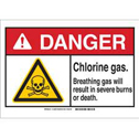 DANGER Chlorine Gas. Breathing Gas Will Result In Severe Burns Or Death. Sign sku:144899