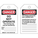 ToughWash DANGER Do Not Operate Lockout Tagout Tags sku:145766