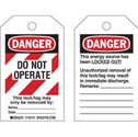ToughWash DANGER Do Not Operate Lockout Tagout Tags
