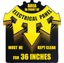 Area in Front of Electrical Panel Must Be Kept Clear for 36 Inches 3D Floor Sign sku:150165