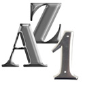 3" Aluminum Embossed Numbers and Letters