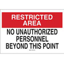 RESTRICTED AREA No Unauthorized Personnel Beyond This Point Sign