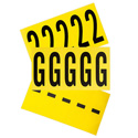 3.875" Character Height Black on Yellow Repositionable Numbers and Letters sku:3460-0