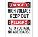 Bilingual DANGER High Voltage Keep Out Sign sku:38106