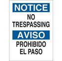 Bilingual NOTICE No Trespassing Sign