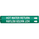 HOT WATER RETURN Snap-On/Strap-On Pipe Marker