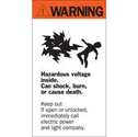 WARNING HAZARDOUS VOLTAGE INSIDE Sign