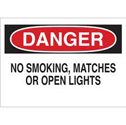 DANGER No Smoking Matches Or Open Lights Sign
