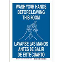 Bilingual Wash Hands Before Leaving This Room Sign sku:47655