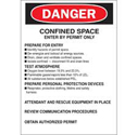 DANGER Confined Space Sign sku:122405
