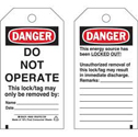 DANGER Do Not Operate Energy Source Lockout Tagout Tags sku:65502