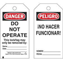 Bilingual DANGER Do Not Operate Lockout Tagout Tags sku:65440
