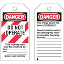 DANGER Do Not Operate Energy Source Lockout Tagout Tags