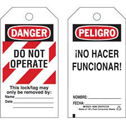 Bilingual DANGER Do Not Operate Lockout Tagout Tags sku:65453