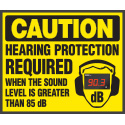 Decibel Status Sign - CAUTION HEARING PROTECTION REQUIRED WHEN THE SOUND LEVEL IS GREATER THAN 85 DB