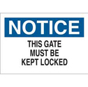NOTICE This Gate Must Be Kept Locked Sign sku:22543