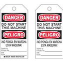 Bilingual Accident Prevention Tags: DANGER Do Not Start This Machine sku:86406