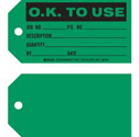 O.K. TO USE Production Tag