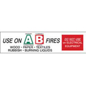 USE ON A: ORDINARY COMBUSTIBLES B:FLAMMABLE LIQUIDS FIRES WOOD PAPER TEXTILES RUBBISH… Labels sku:95226