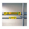 Two Brady pipe markers reading "ammonia low" applied to pipes.