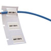 A roll of three Brady PVDF heat shrink tubing labels with a single wire going through one.