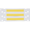 A white plastic cable label sheet with three blank yellow labels and punch-outs.